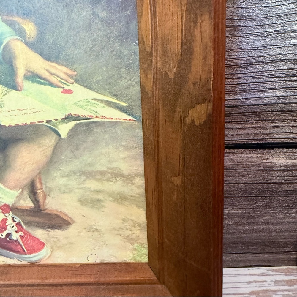 Vintage James Ingwersen Art Print Little Boy Reading Wood Frame - Picture 3 of 8